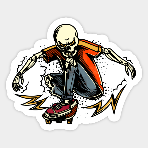 Mean Skater Skeleton Skater Skeleton Sticker TeePublic